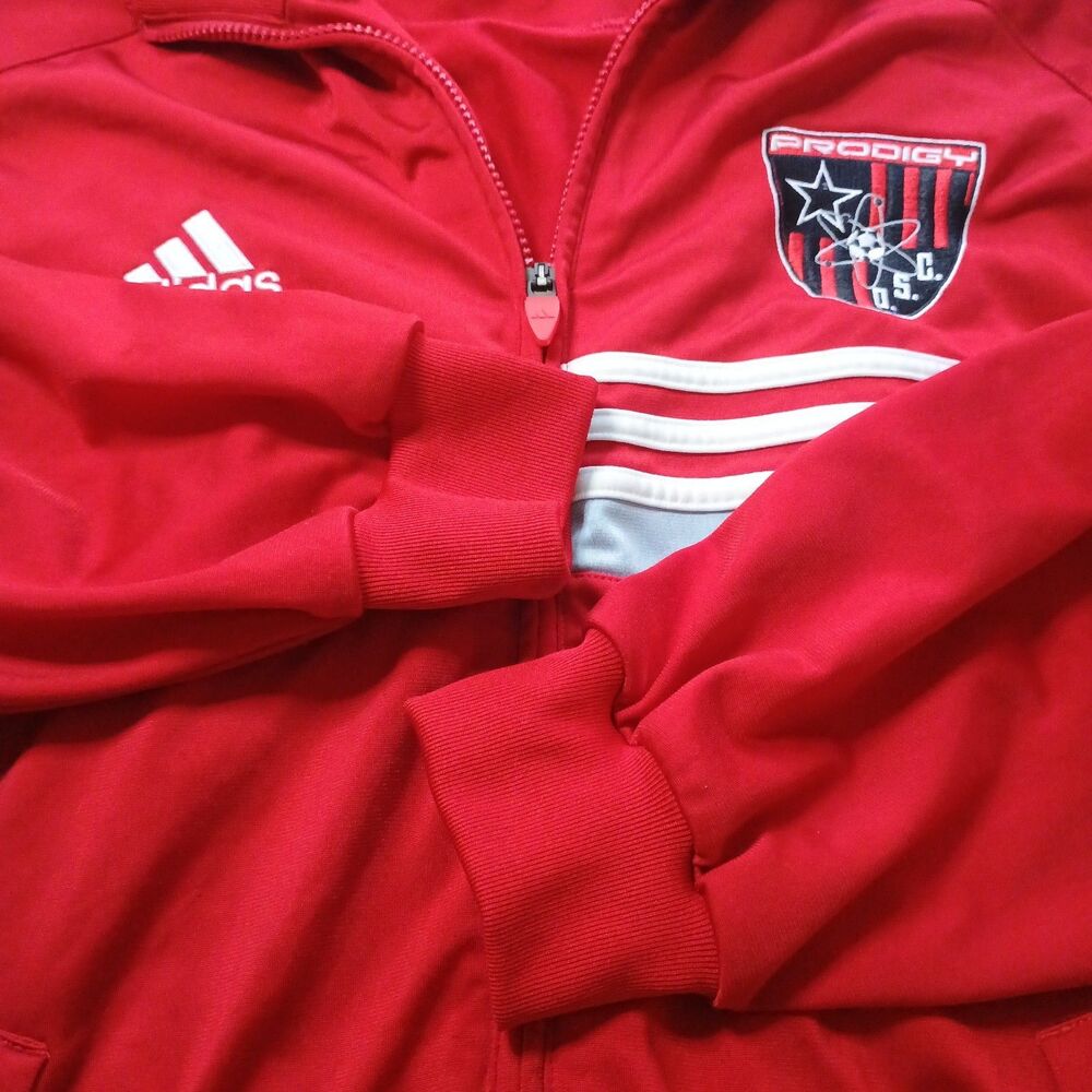 Adidas Prodigy SC Track Jacket Mens Medium Red Full Zip Soccer Sporty Athletic - Picture 8 of 12